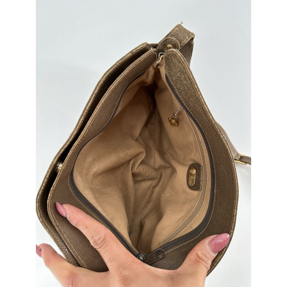 Vintage GUCCI Brown GG PVC Canvas and Leather Crossbody Shoulder Bag 001 25 0251 - Picture 12 of 16